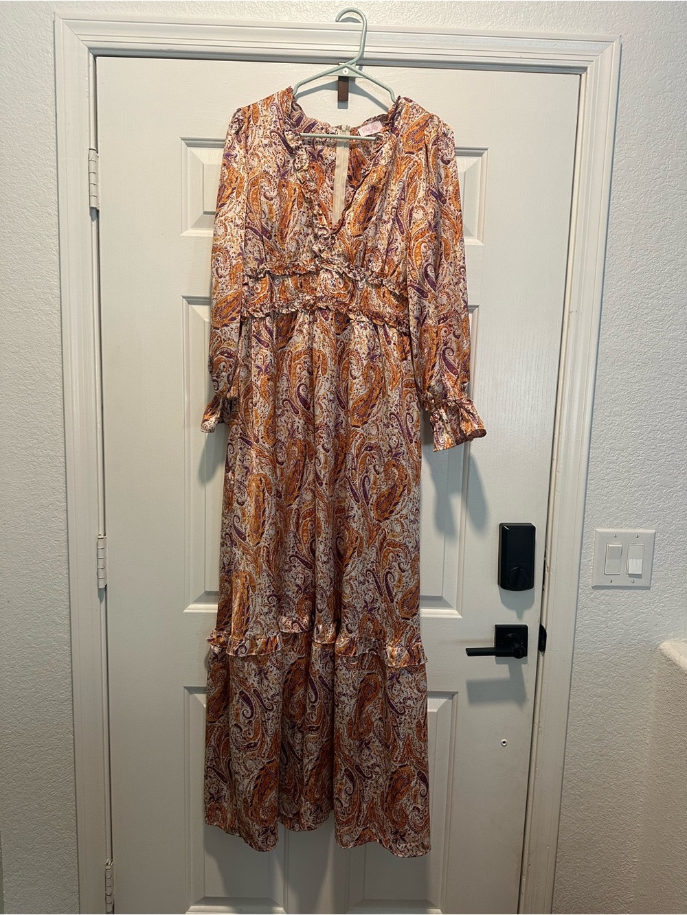 Pink Lily Paisley Maxi Dress in Rust and Purple